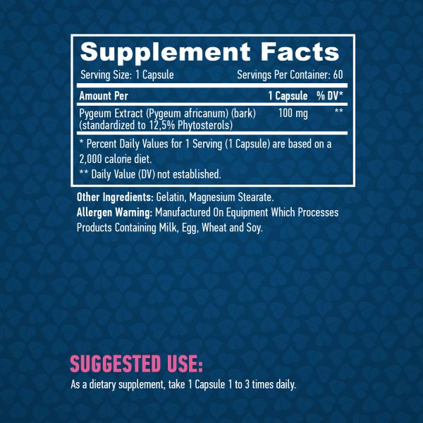 Pygeum for Men 100 mg / 60 Caps - Image 2